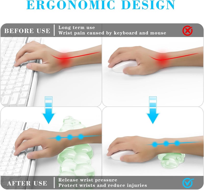 KEPUTAIER Gel Cloud Keyboard and Mouse Wrist Rest, Cute Wrist Support and Arm Support Keyboard Rest for Keyboard and Mouse Typing Pain Relief，Suitable for Office/Computer/Laptop/Gaming （Green） - Image 2
